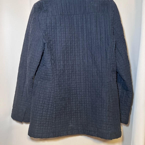 Dana Buchman Black Quilted Genuine Leather Trim Collar Zip Mid-Length Coat M - Picture 6 of 12